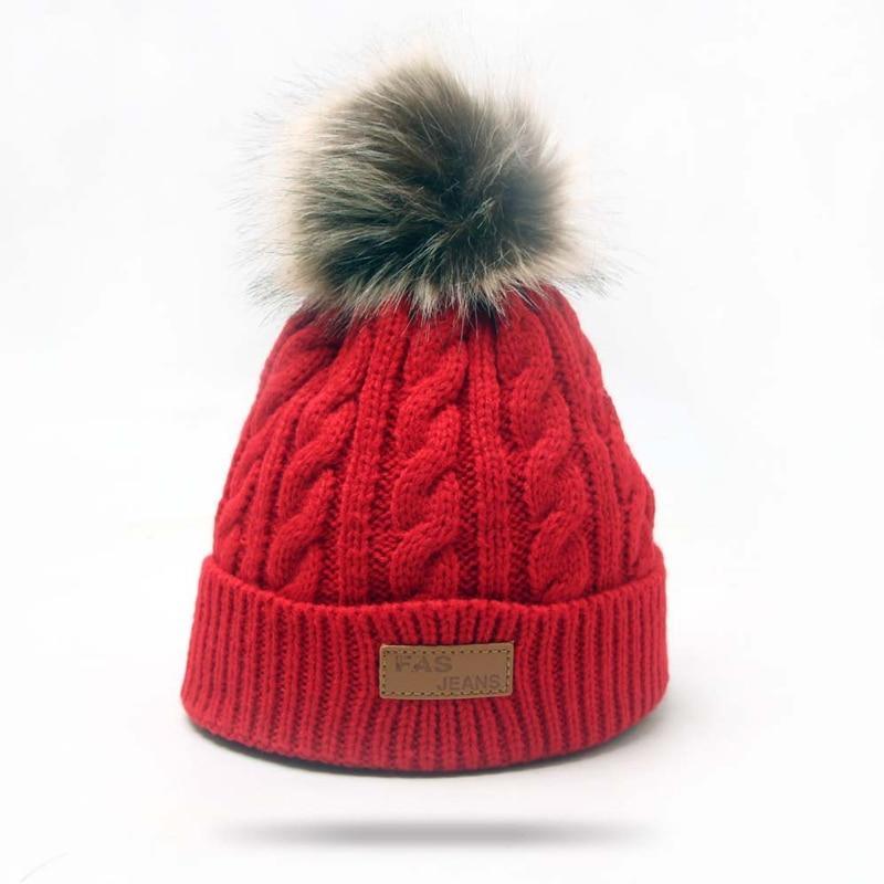 Modern Warm Baby Beanies Hat Pompon Children Hats Knitted Cute Cap For Girls Elegant For Winter Stevvex
