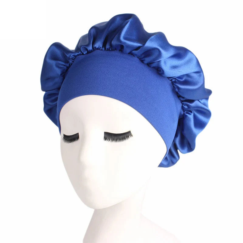 1pc Adjust Solid Satin Bonnet Hair Styling Cap Long Hair Care Women Night Sleep Hat Silk Head Wrap Shower Cap Hair Styling Tools V.I.P Digital Presence