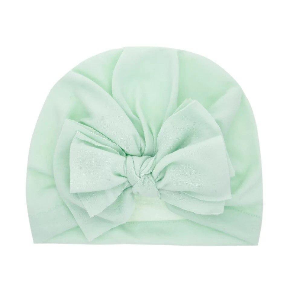 Modern Luxury Baby Girl Lovely Soft Winter Big Bow Turban Bonnet Cotton Caps For Girls Baby Stevvex