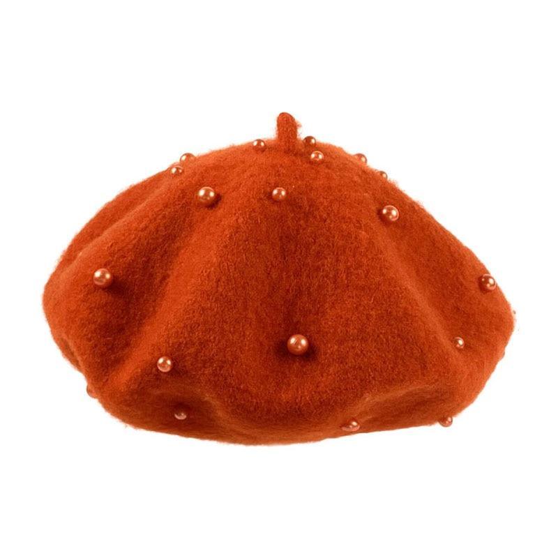 Modern Art Wool Baby Hat with Pearls Cat Candy Color Retro Baby Girl Cap Kids Beret Hats for Girls Stevvex