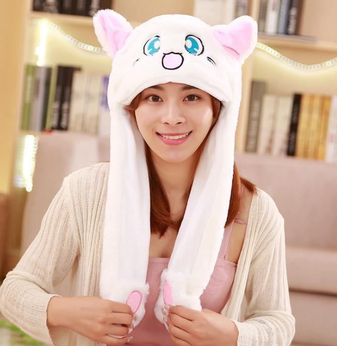 Modern Elegant Winter Interesting Girls Animals Ear Moving Jumping Hats Children and Adults Women Warm Rabbit Winter Caps In Modern Design Stevvex