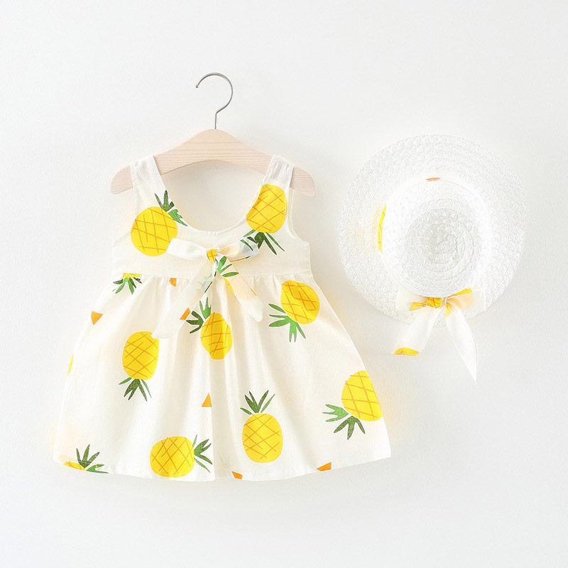 Baby Girls Dress with Sleeveless Print Floral for Birthday Party Princess Dress With Hat In Elefant Modern Style Stevvex