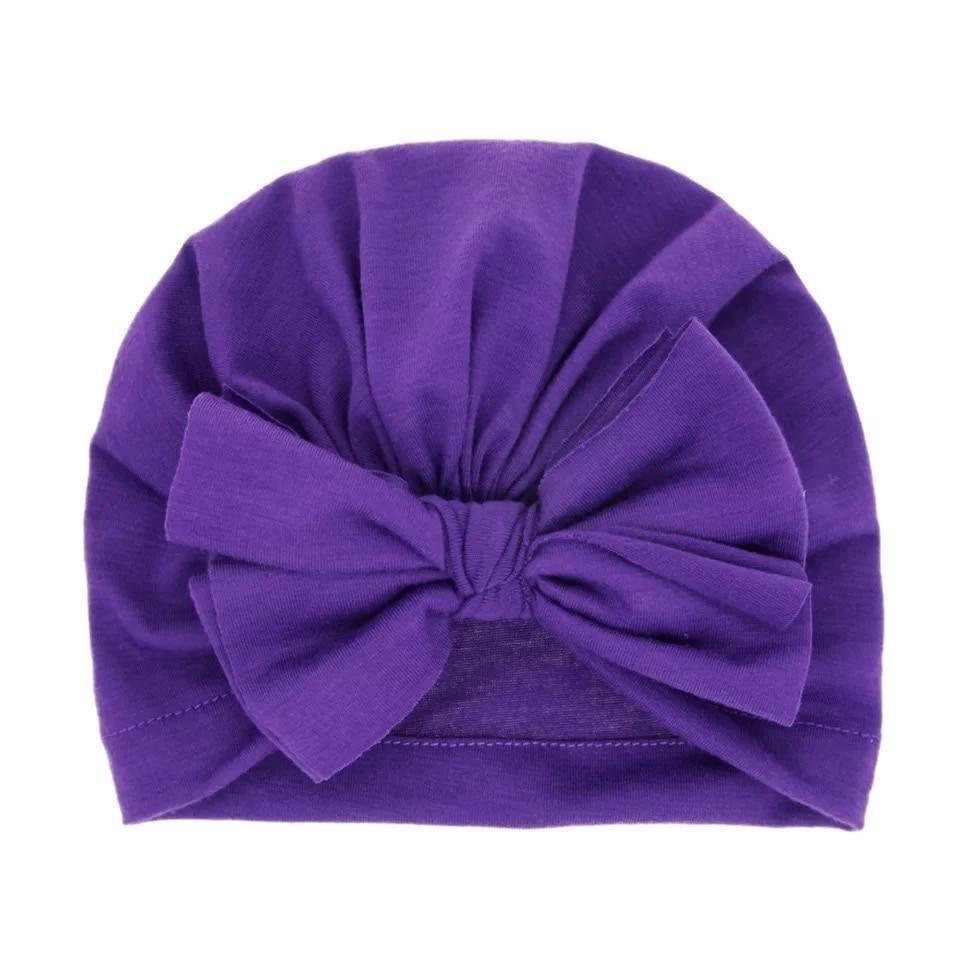 Modern Luxury Baby Girl Lovely Soft Winter Big Bow Turban Bonnet Cotton Caps For Girls Baby Stevvex