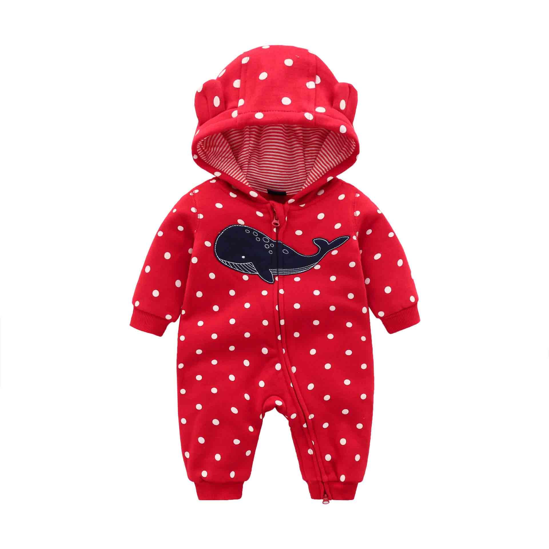 Baby Rompers Long Sleeve Zip Hooded Jumpsuits Playsuits for Toddler Boy/Girl For Autumn and Winter Season Stevvex