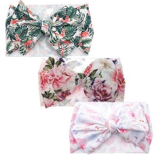 Handmade Luxury 3PCS Baby Accessories Turban Baby Girl Headbands Printed Big Bows Fabric Bow Infant Headwraps bow For Kids Stevvex