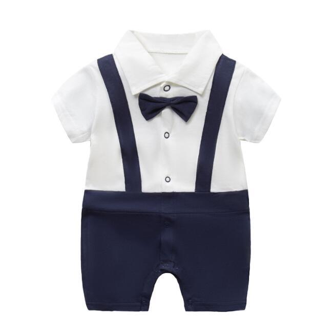 Style Summer Baby Boy girl Rompers 100% Cotton Gentleman Romper Toddler Kids Jumpsuits For Boys Stevvex