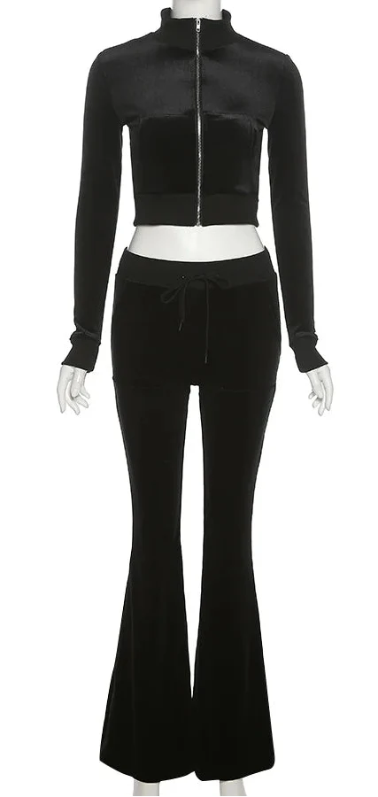 Velour Luxe Zip-Up Jogger Set
