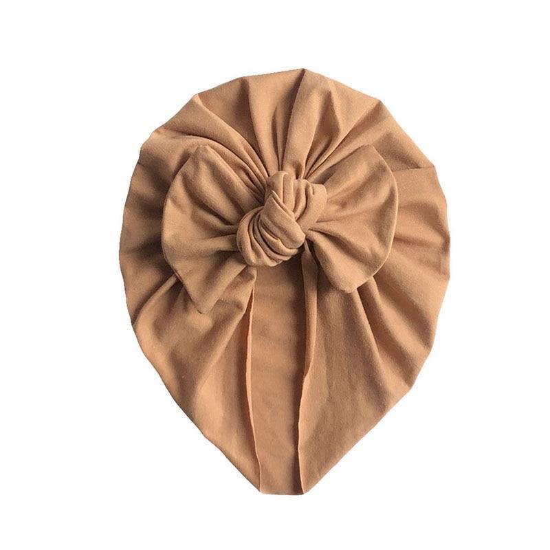 Handamde Elegant Baby Hats for Girls Big Bow Turban Hat Newborn  Baby Beanie Cap Solid Color Style Stevvex
