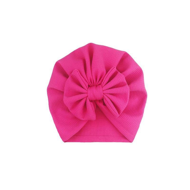 Handamde Elegant Baby Hats for Girls Big Bow Turban Hat Newborn  Baby Beanie Cap Solid Color Style Stevvex