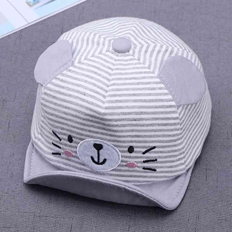 Cartoon Bear Baby Hat Cap Adjustable Baseball Cap Cute Striped Cotton Kids Sun Hat for Baby Boys Stevvex