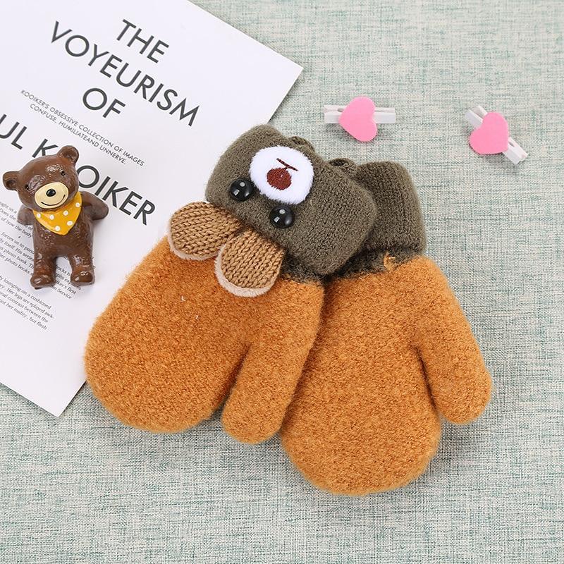 New Fashion Children Winter Hats Baby Kids Girl Solid Knitted Beanies Caps Hair thick ball And Modern Gloves Stevvex