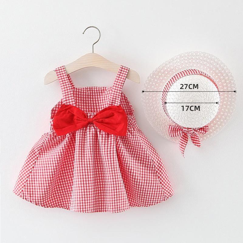 Luxury Modern Baby Girls Dresses With Hat 2pcs Clothes Sets Kids Clothes Baby Sleeveless Dress Print Floral Fruit Design Style Stevvex