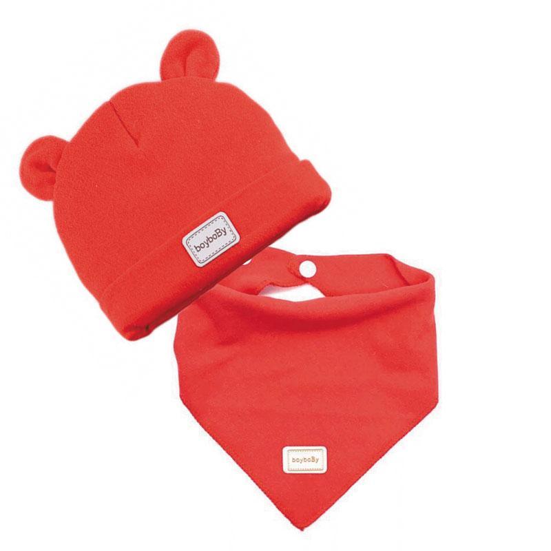 Elastic headscarf double layer cotton baby caps hats with baby bibs set for newborn infant Candy Color Stevvex