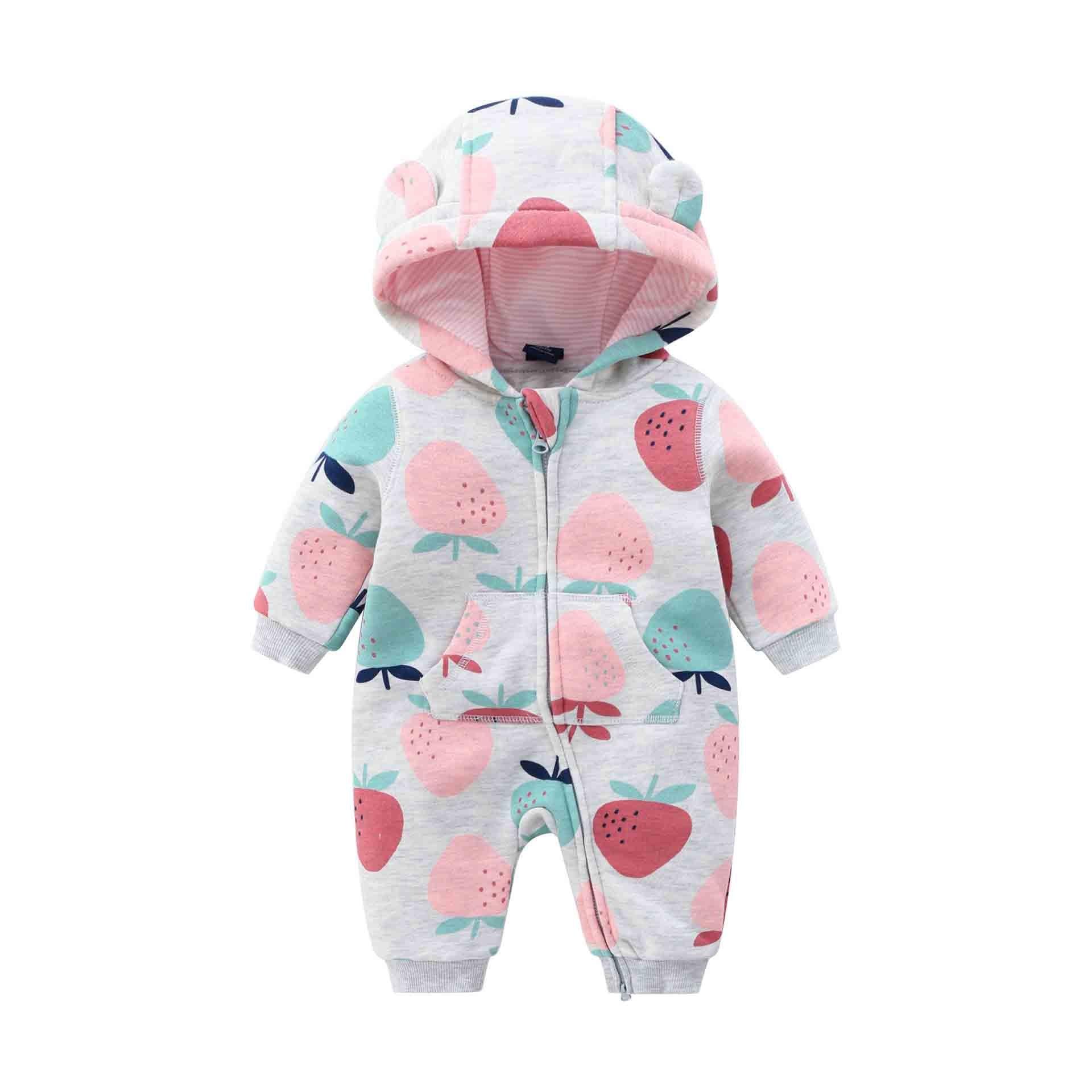 Baby Rompers Long Sleeve Zip Hooded Jumpsuits Playsuits for Toddler Boy/Girl For Autumn and Winter Season Stevvex