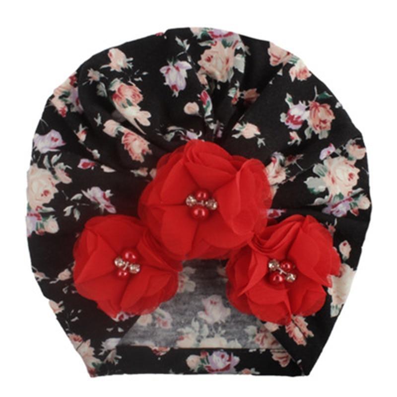 Handmade Luxury Flower With Pearl Cotton Soft Baby Turban Headband Handmade Elastic Baby Head Wrap Newborn Hair Accessories For Girls Stevvex