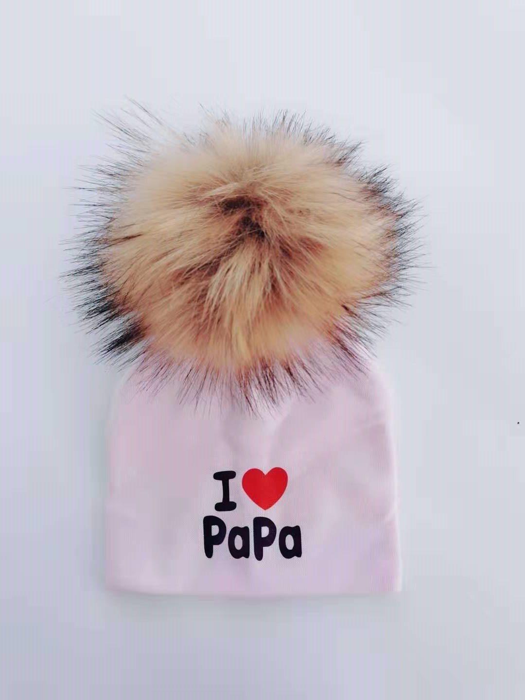 Newborn Cotton Hats Baby Pom Pom Childre Infant Hats For BabY Boys and Girls Wth Printed "I love mama " and " Design Stevvex
