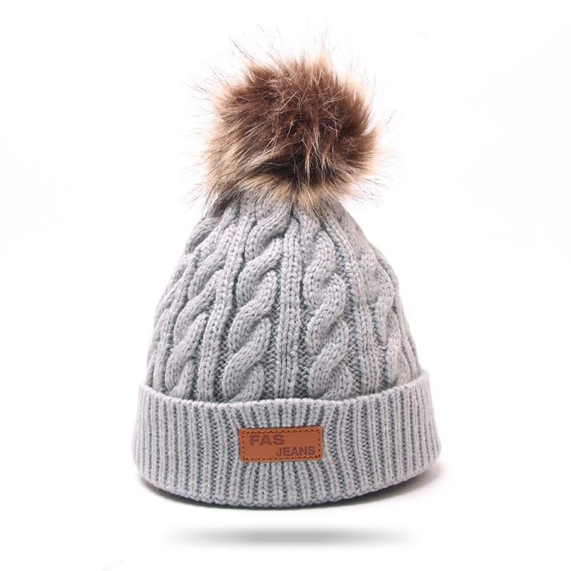 Modern Warm Baby Beanies Hat Pompon Children Hats Knitted Cute Cap For Girls Elegant For Winter Stevvex