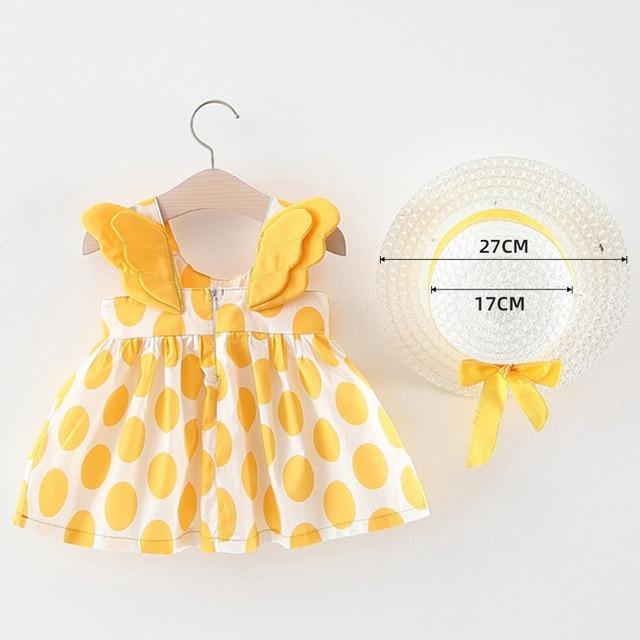 Modern Luxury Baby Girl Summer Party Clothing Cherry Dot Princess Dresses Bow Hat Outfits For Girls Stevvex