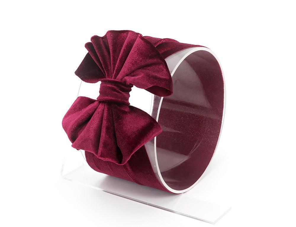 New Large Bow Baby Headband Velet Soft Bowknot Girl Accessories Hair Solid Messy Bows Toddler Headbands Baby Head Wraps Turban Big Bow for Girls Stevvex