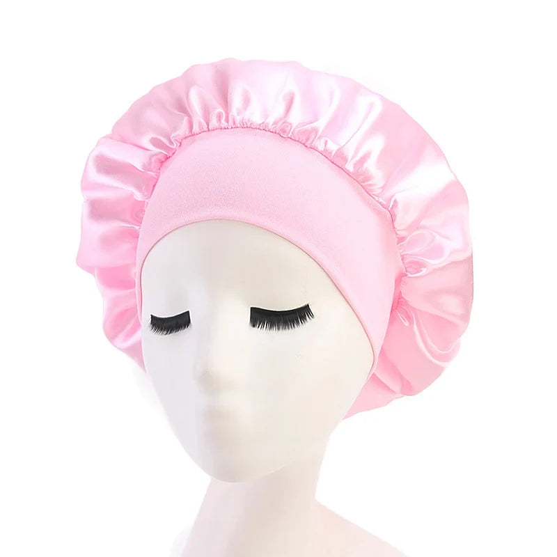 1pc Adjust Solid Satin Bonnet Hair Styling Cap Long Hair Care Women Night Sleep Hat Silk Head Wrap Shower Cap Hair Styling Tools V.I.P Digital Presence