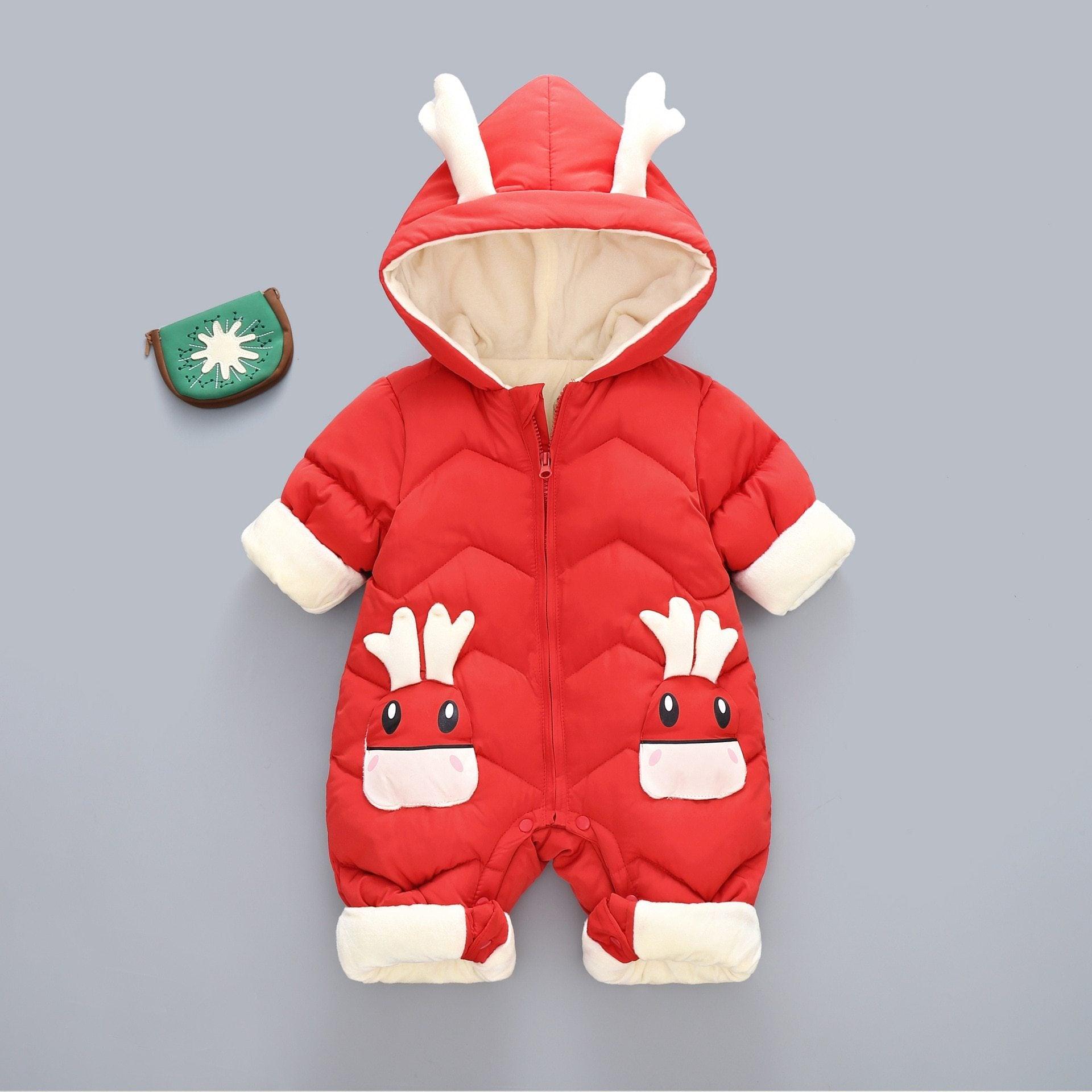 Modern Elegant Baby Warm Thick Cotton Hooded Jumpsuit Snowsuit Rompers Outfit for Children In Modern Design Stevvex