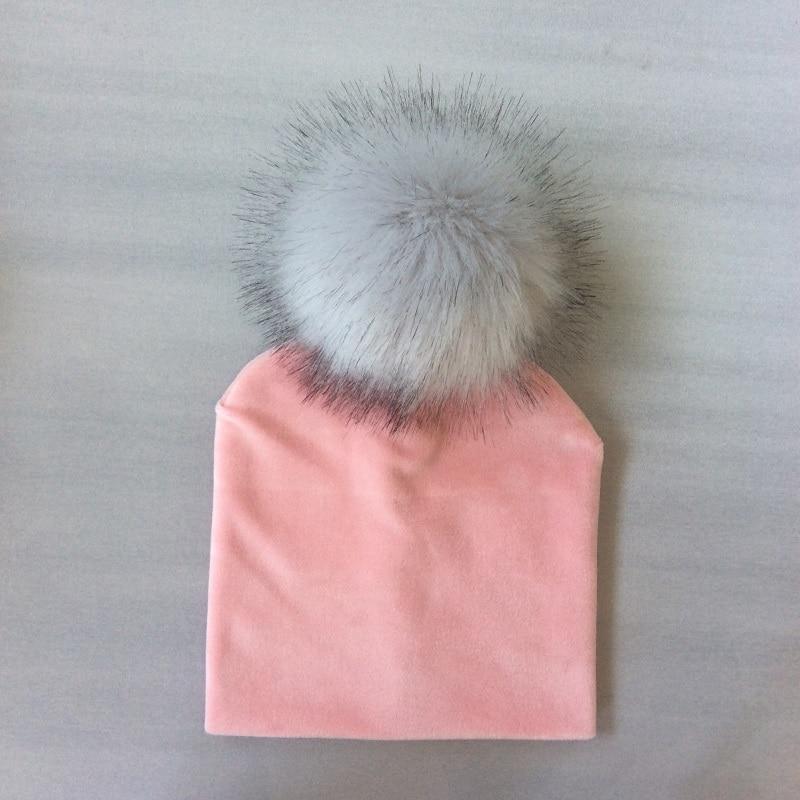 Kids Girls Solid Hat With Pompon Baby Beanie Pompom Cap Children's Accessories Design Stevvex