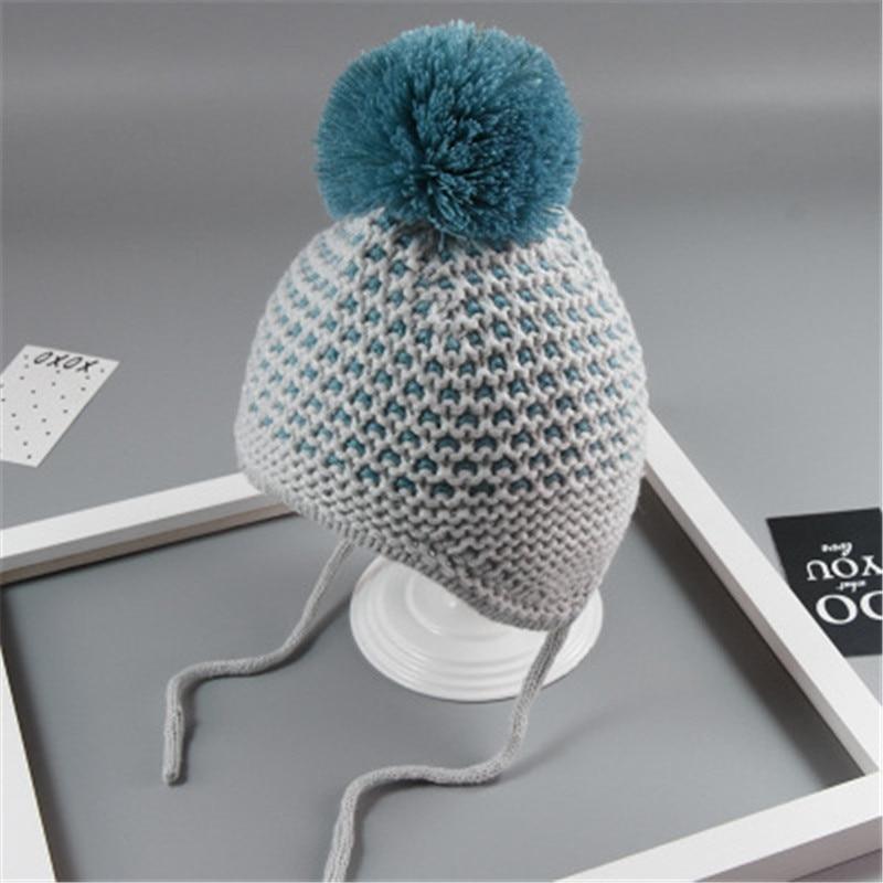Cute Big Hair Ball Cap For Baby Cotton Knitted Caps for Girls/Boys Warm Woolen Hood Caps Toddler Hats For Winter Stevvex