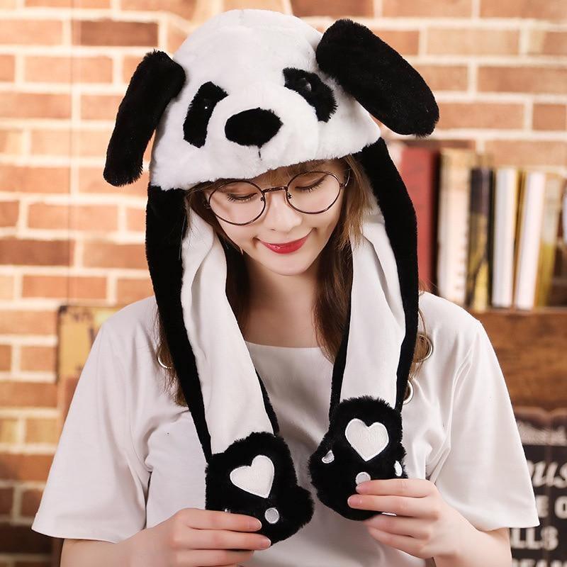Modern Elegant Winter Interesting Girls Animals Ear Moving Jumping Hats Children and Adults Women Warm Rabbit Winter Caps In Modern Design Stevvex