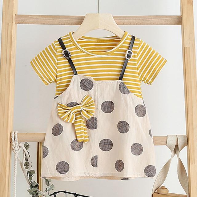 Modern Luxury Baby Girl Summer Party Clothing Cherry Dot Princess Dresses Bow Hat Outfits For Girls Stevvex