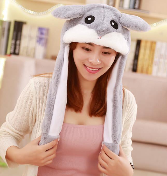 Modern Elegant Winter Interesting Girls Animals Ear Moving Jumping Hats Children and Adults Women Warm Rabbit Winter Caps In Modern Design Stevvex