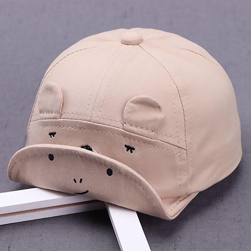 Cartoon Bear Baby Hat Cap Adjustable Baseball Cap Cute Striped Cotton Kids Sun Hat for Baby Boys Stevvex