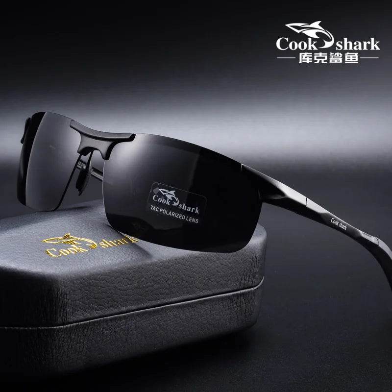 Cook Shark's New Aluminum Magnesium Sunglasses Men's sunglasses HD Polarized Driving Color Glasses Tide