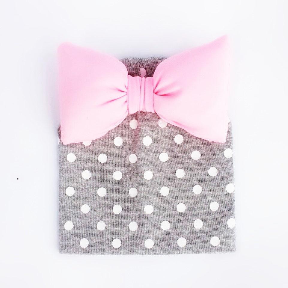 Modern Luxury Toddler Kids Children's Hat Cap With Dots Baby Cotton Colorful Big Large Bow And Scarf fork Kids Stevvex