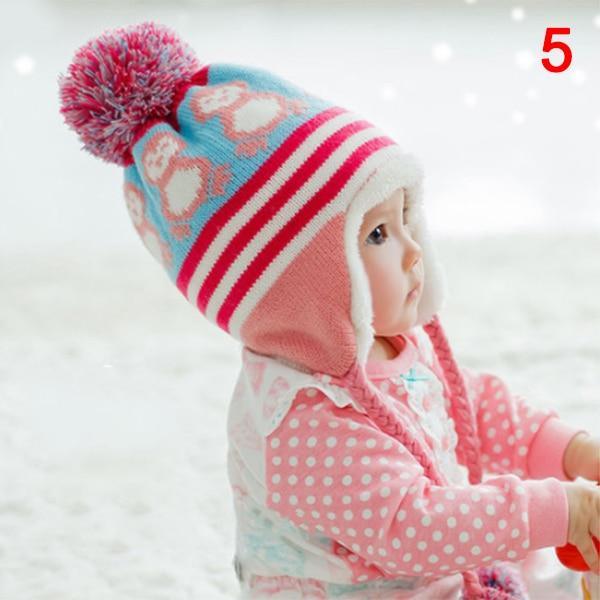Modern New Baby Boys and Girls Winter Warm Knitted Crochet Ear flap Beanie Wool Cute Penguin Cap For Kids Stevvex