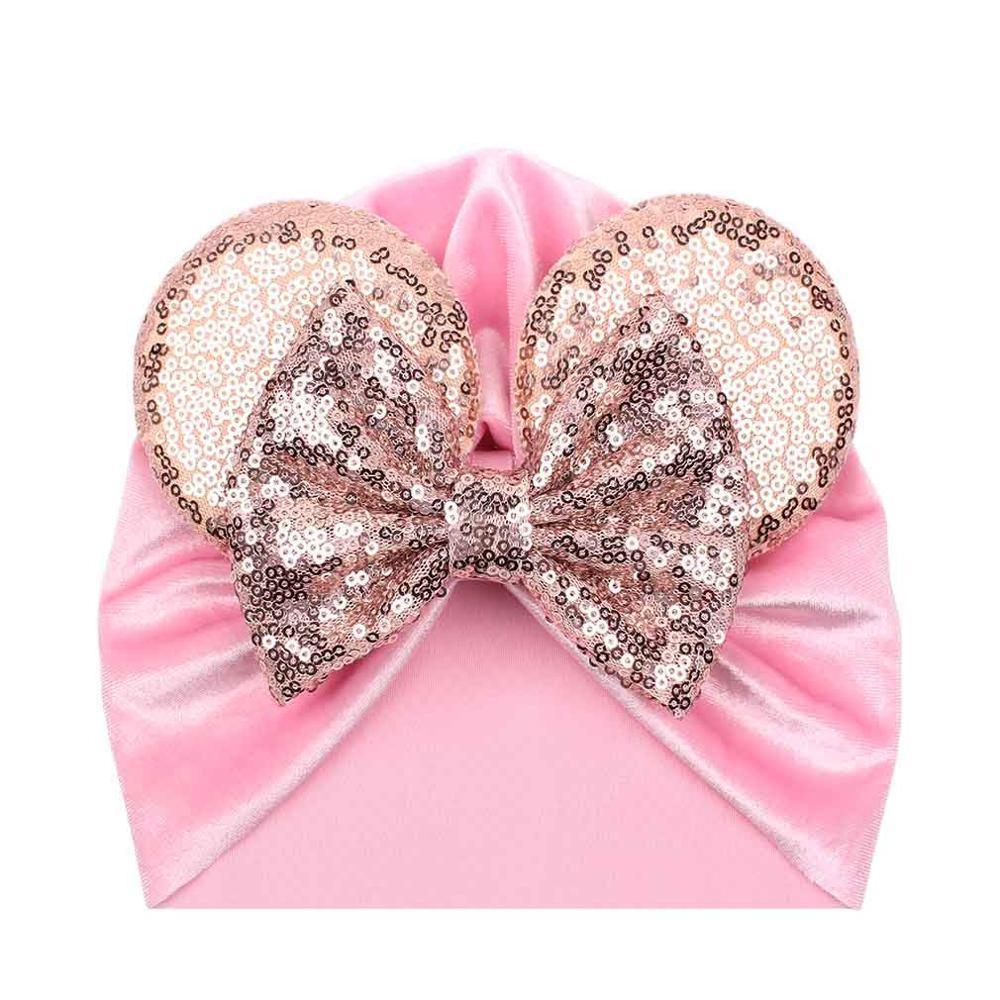 Modern Shiny Cute Dot  Big Bow Baby Cap Hat For Girls Kids Flannel Beanie Autumn Winter Warm Girls Turbans Stevvex