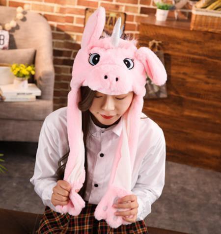 Modern Elegant Winter Interesting Girls Animals Ear Moving Jumping Hats Children and Adults Women Warm Rabbit Winter Caps In Modern Design Stevvex