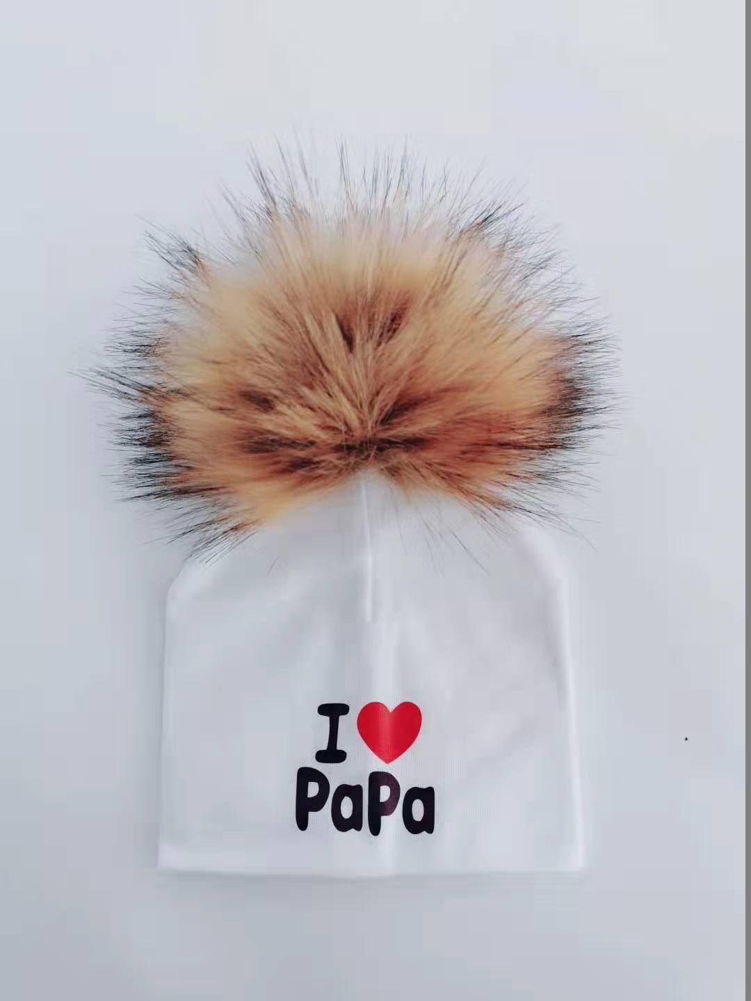 Newborn Cotton Hats Baby Pom Pom Childre Infant Hats For BabY Boys and Girls Wth Printed "I love mama " and " Design Stevvex
