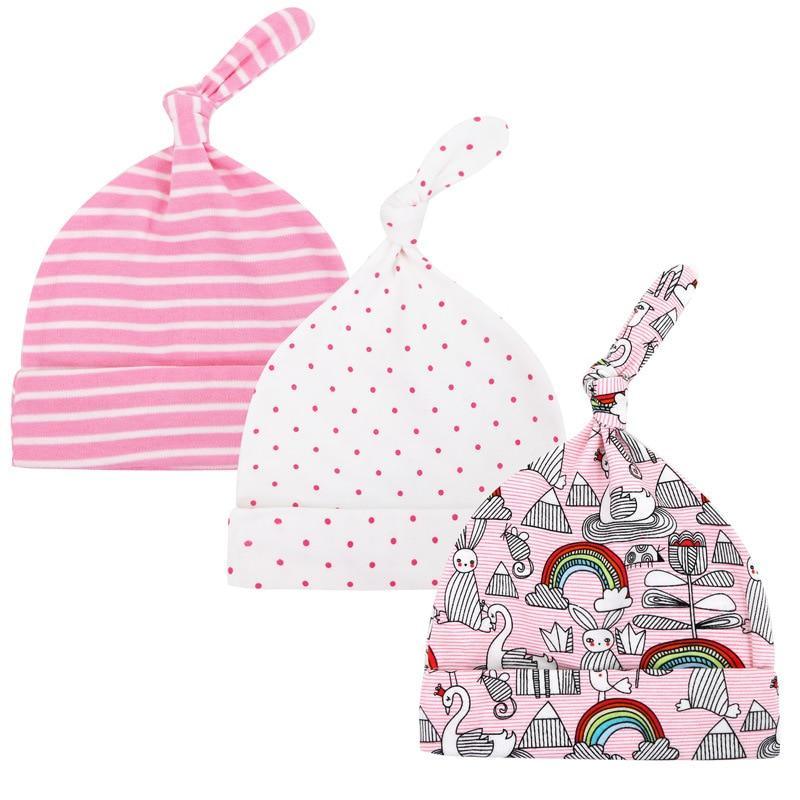 Printed Baby Hats & Caps For Newborn Baby Accessories In Elegant Modern Design Set Of 3PCS For Baby Kids Stevvex