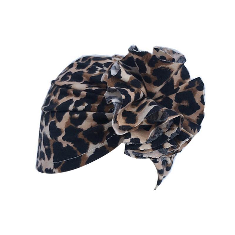 Luxury Modern Newborn Infant Baby Girl Boy and Mom Turban Hat Bows Flower Head Wrap Leopard Hat Cotton Cap For Parent-child Stevvex