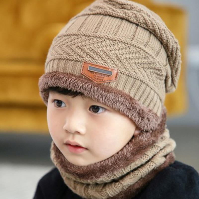 Knitted Baby Hats  Cap and Scarf Turban Beanie Cotton Warm Wool Fur Caps Soft Hat For Childern Girl And Boys Stevvex