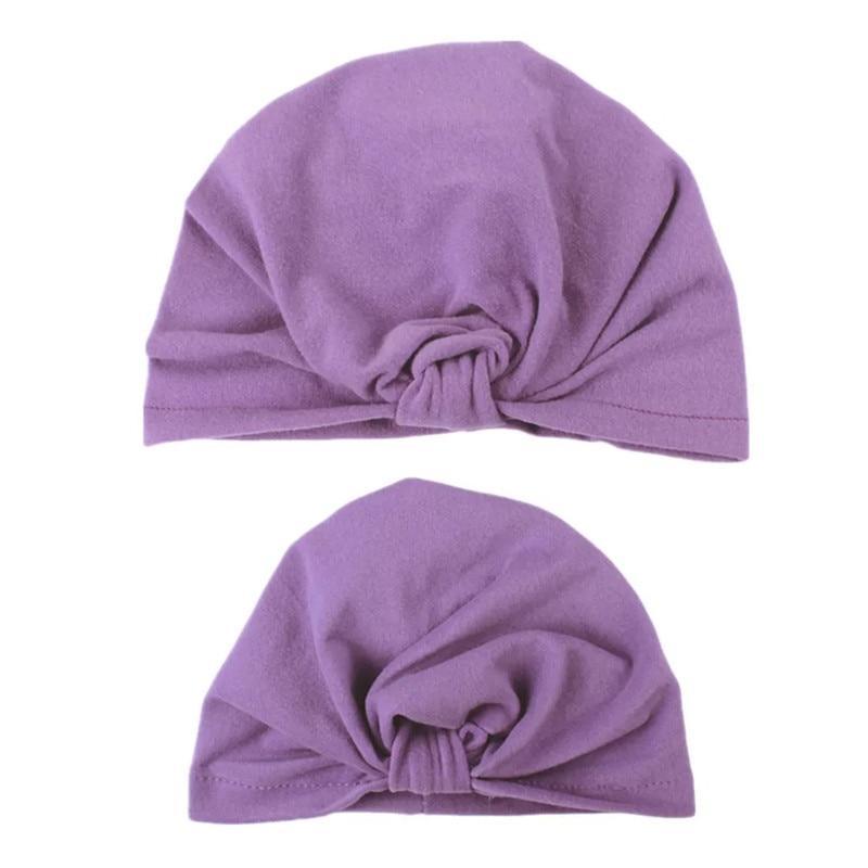 Modern Mom&Baby Turban Mother Baby Hat Headbands Mom Daughter Bow Knot Caps Print Solid Parent-Child Hair Accessories Stevvex