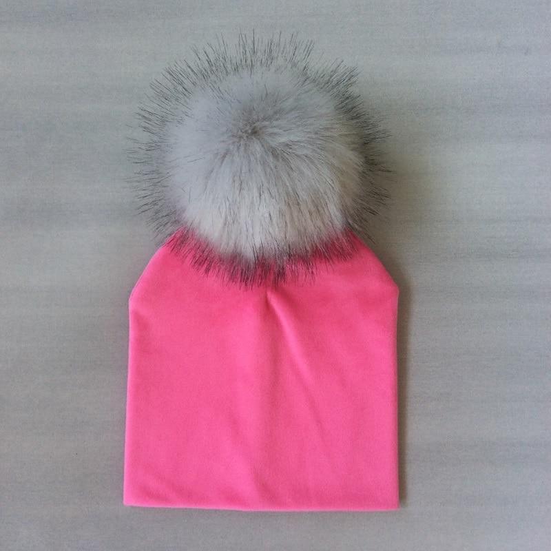 Kids Girls Solid Hat With Pompon Baby Beanie Pompom Cap Children's Accessories Design Stevvex
