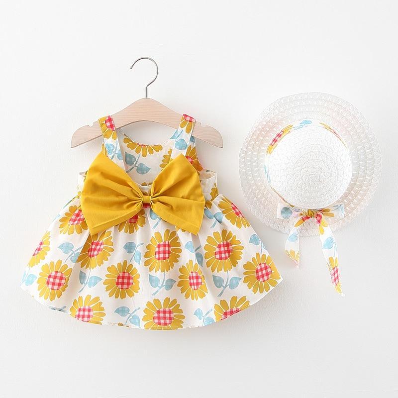 Modern Girl Summer New Baby Dress + Hat Baby Girl Outfits Dress for Princess Birthday Party Dress Stevvex