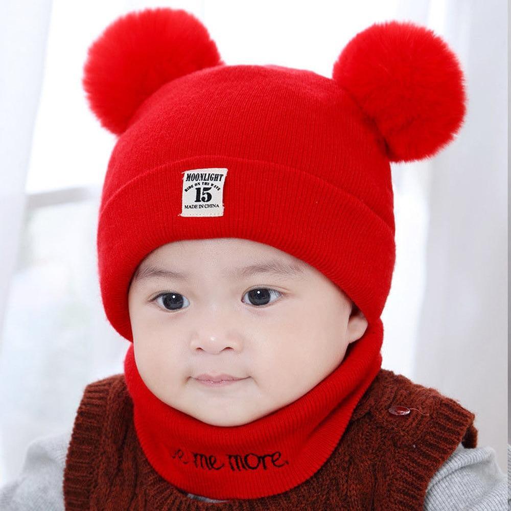 Modern Luxury Children Hats Pom Pom Ball Hat Kids Warm Wool Hooded Hat Baby Scarves Toddler Caps For Kids Stevvex
