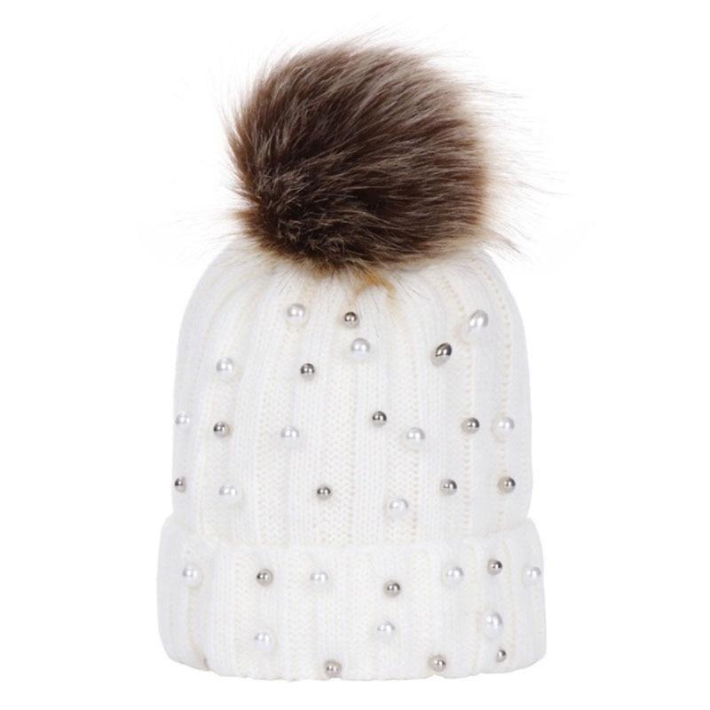 Luxury Baby Kids Pompom Newborn Baby Hat Cap Knitted Warm Hats With Rhinestone for Baby Girl/Boy Beanie Soft Toddler Hat Stevvex