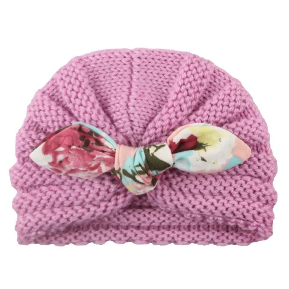 New  Handmade Cotton Girl Hat Autumn Winter Baby Boy Girl Hat Colorful Bow Elastic Cute Baby Turban In Elegant Design Stevvex