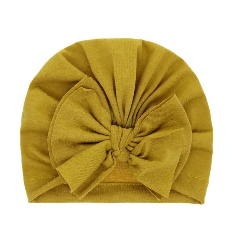 Modern Luxury Baby Girl Lovely Soft Winter Big Bow Turban Bonnet Cotton Caps For Girls Baby Stevvex