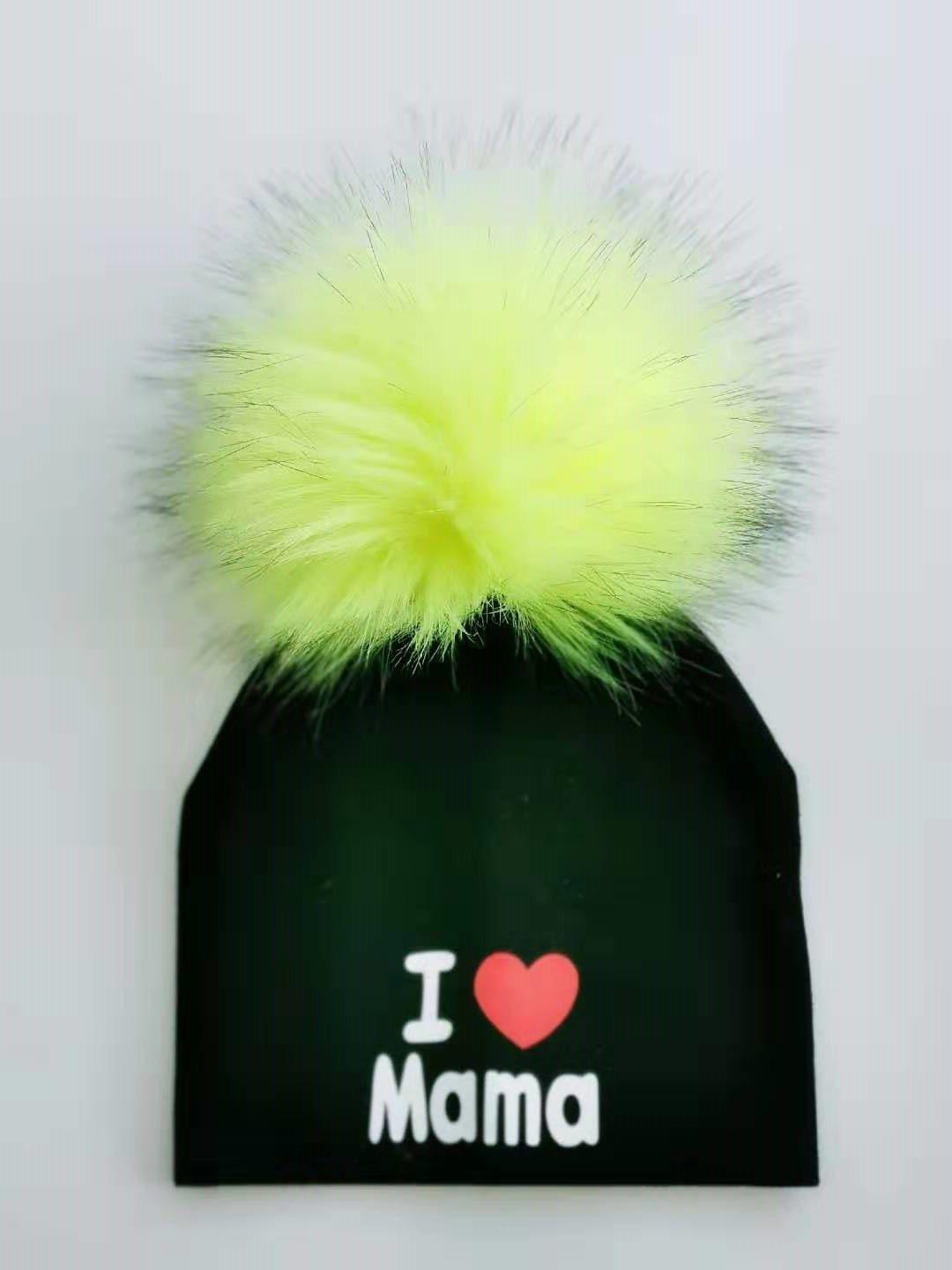 Newborn Cotton Hats Baby Pom Pom Childre Infant Hats For BabY Boys and Girls Wth Printed "I love mama " and " Design Stevvex
