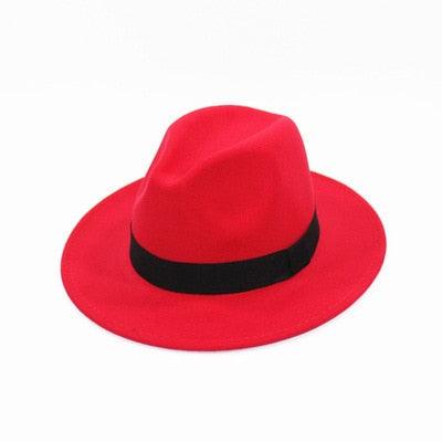 Black Fedora Hat Unisex Wide Brim Hat Autumn Winter Fedora Hat Wide Cap Winter Wool Classic Hat Men Elegant Gentleman Hat For Party Stevvex