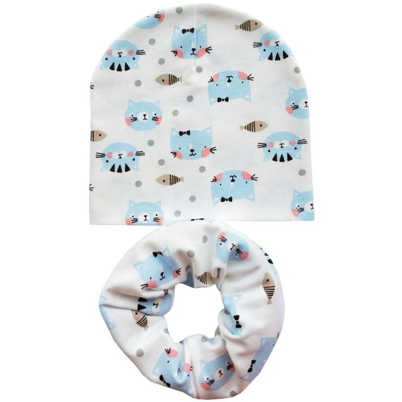Modern Cartoon Cotton Baby Hat Winter Baby Girls Hat Newborn Boys Hats Kids Cap Scarf Set Children Beanies For Kids With Scarf Stevvex